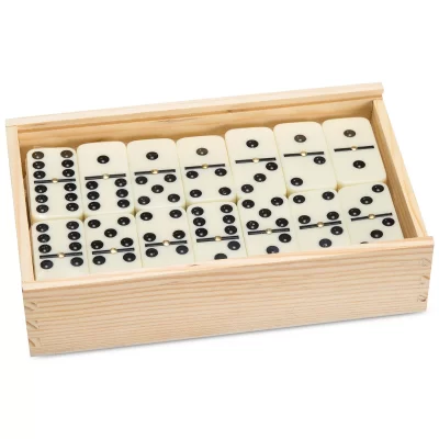Premium Set of 55 Double Nine Dominoes with Wood Case, 2″ x 4.625″ x 7.625″