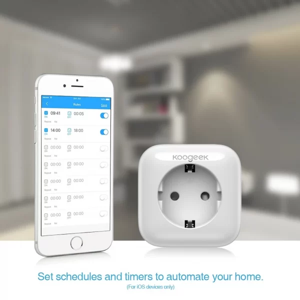 Koogeek Wi-Fi Enabled Smart Plug Compatible with Alexa Works with Apple HomeKit and the Google Assistant